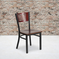 Flash Furniture XU-DG-6G5B-MAH-MTL-GG Metal Restaurant Chair in Black Mahogany