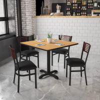 Flash Furniture XU-DG-6G5B-WAL-BLKV-GG HERCULES Series Black Decorative Slat Back Metal Restaurant Chair, Black Vinyl Seat