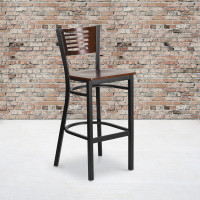 Flash Furniture XU-DG-6H1B-WAL-BAR-MTL-GG Metal Restaurant Barstool in Black Walnut