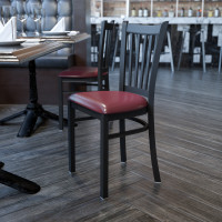Flash Furniture Hercules Series Black Vertical Back Metal Restaurant Chair with Burgundy Vinyl Seat XU-DG-6Q2B-VRT-BURV-GG