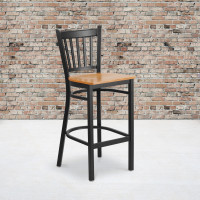 Flash Furniture XU-DG-6R6B-VRT-BAR-NATW-GG Metal Restaurant Bar Stool in Black Natural