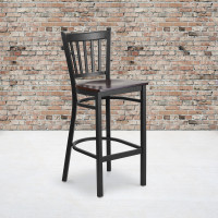 Flash Furniture XU-DG-6R6B-VRT-BAR-WALW-GG Metal Restaurant Bar Stool in Black Walnut