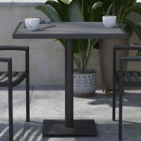 Flash Furniture XU-DG-HW1045-GY-GG Lark Outdoor Patio Bistro Dining Table with Faux Gray Wash Teak Poly Slats, 30
