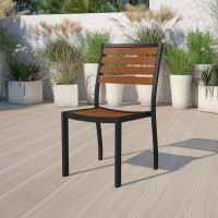 Flash Furniture XU-DG-HW6036-GG Outdoor Side Chair with Faux Teak Poly Slats