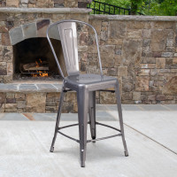Flash Furniture XU-DG-TP001B-24-GG 24" High Indoor Counter Height Stool with Back in Clear