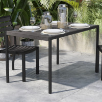 Flash Furniture XU-DG-UH3048-GY-GG Lark Outdoor Dining Table with Synthetic Gray Wash Teak Poly Slats - 30