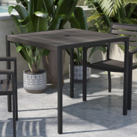Flash Furniture XU-DG-UH8100-GY-GG Lark Outdoor Dining Table with Synthetic Gray Wash Teak Poly Slats - 35