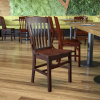Flash Furniture XU-DG-W0006-WAL-GG HERCULES Series School House Back Walnut Wood Restaurant Chair 