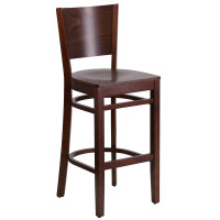 Flash Furniture XU-DG-W0094BAR-WAL-WAL-GG Lacey Series Solid Back Walnut Wooden Restaurant Barstool