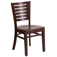 Flash Furniture XU-DG-W0108-WAL-WAL-GG Darby Series Slat Back Walnut Wooden Restaurant Chair
