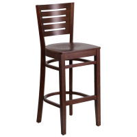Flash Furniture XU-DG-W0108BBAR-WAL-WAL-GG Darby Series Slat Back Walnut Wooden Restaurant Barstool