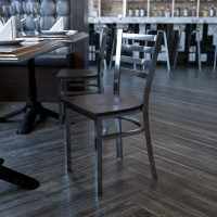 Flash Furniture XU-DG694BLAD-CLR-WALW-GG Clear Metal Restaurant Chair in Clear Walnut