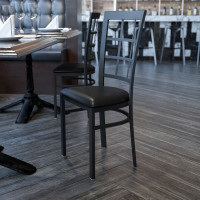 Flash Furniture Hercules Series Black Window Back Metal Restaurant Chair with Black Vinyl Seat XU-DG6Q3BWIN-BLKV-GG
