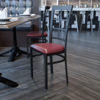 Flash Furniture Hercules Series Black Window Back Metal Restaurant Chair with Burgundy Vinyl Seat XU-DG6Q3BWIN-BURV-GG