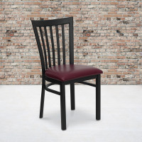 Flash Furniture Hercules Series Black School House Back Metal Restaurant Chair with Burgundy Vinyl Seat XU-DG6Q4BSCH-BURV-GG