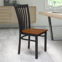 Flash Furniture Hercules Series Black School House Back Metal Restaurant Chair with Cherry Wood Seat XU-DG6Q4BSCH-CHYW-GG