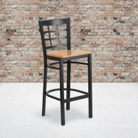 Flash Furniture XU-DG6R7BWIN-BAR-NATW-GG Metal Restaurant Bar Stool in Black Natural