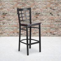 Flash Furniture XU-DG6R7BWIN-BAR-WALW-GG Metal Restaurant Bar Stool in Black Walnut