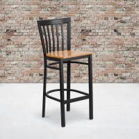 Flash Furniture XU-DG6R8BSCH-BAR-NATW-GG Metal Restaurant Bar Stool in Black Natural