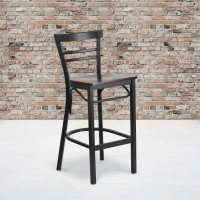 Flash Furniture XU-DG6R9BLAD-BAR-WALW-GG Metal Restaurant Bar Stool in Black Walnut