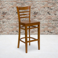 Flash Furniture Hercules Series Cherry Finished Ladder Back Wooden Restaurant Bar Stool XU-DGW0005BARLAD-CHY-GG