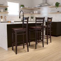 Flash Furniture Hercules Series Walnut Finished Ladder Back Wooden Restaurant Bar Stool XU-DGW0005BARLAD-WAL-GG