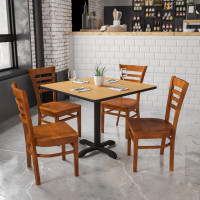 Flash Furniture Hercules Series Cherry Finished Ladder Back Wooden Restaurant Chair XU-DGW0005LAD-CHY-GG