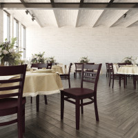 Flash Furniture Hercules Series Mahogany Finished Ladder Back Wooden Restaurant Chair XU-DGW0005LAD-MAH-GG