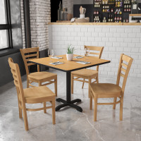 Flash Furniture Hercules Series Natural Wood Finished Ladder Back Wooden Restaurant Chair XU-DGW0005LAD-NAT-GG