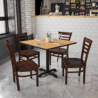 Flash Furniture Hercules Series Walnut Finished Ladder Back Wooden Restaurant Chair XU-DGW0005LAD-WAL-GG