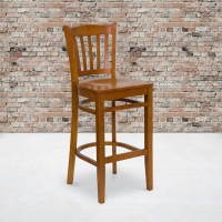 Flash Furniture Hercules Series Cherry Finished Vertical Slat Back Wooden Restaurant Bar Stool XU-DGW0008BARVRT-CHY-GG