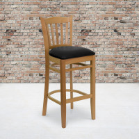 Flash Furniture Hercules Natural Wood Restaurant Bar Stool Black Vinyl Seat XU-DGW0008BARVRT-NAT-BLKV-GG