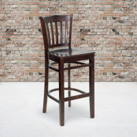 Flash Furniture Hercules Series Walnut Finished Vertical Slat Back Wooden Restaurant Bar Stool XU-DGW0008BARVRT-WAL-GG