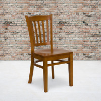 Flash Furniture Hercules Series Cherry Finished Vertical Slat Back Wooden Restaurant Chair XU-DGW0008VRT-CHY-GG