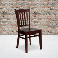 Flash Furniture Hercules Series Mahogany Finished Vertical Slat Back Wooden Restaurant Chair XU-DGW0008VRT-MAH-GG