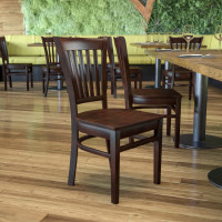 Flash Furniture Hercules Series Walnut Finished Vertical Slat Back Wooden Restaurant Chair XU-DGW0008VRT-WAL-GG