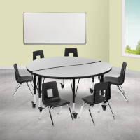 Flash Furniture XU-GRP-12CH-A48-HCIRC-GY-T-P-CAS-GG Mobile 47.5