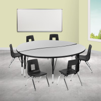 Flash Furniture XU-GRP-12CH-A60-HCIRC-GY-T-P-GG 60