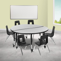 Flash Furniture XU-GRP-14CH-A48-HCIRC-GY-T-P-CAS-GG Mobile 47.5