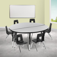 Flash Furniture XU-GRP-14CH-A48-HCIRC-GY-T-P-GG 47.5