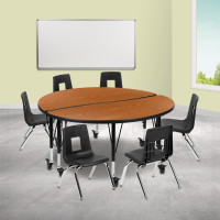 Flash Furniture XU-GRP-14CH-A48-HCIRC-OAK-T-P-CAS-GG Mobile 47.5