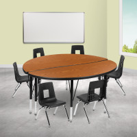 Flash Furniture XU-GRP-14CH-A48-HCIRC-OAK-T-P-GG 47.5