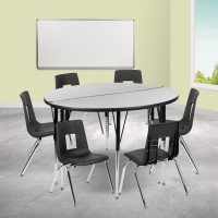 Flash Furniture XU-GRP-16CH-A48-HCIRC-GY-T-A-GG 47.5