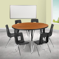 Flash Furniture XU-GRP-16CH-A48-HCIRC-OAK-T-A-GG 47.5