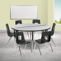Flash Furniture XU-GRP-16CH-A60-HCIRC-GY-T-A-GG 60