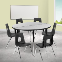 Flash Furniture XU-GRP-18CH-A48-HCIRC-GY-T-A-GG 47.5