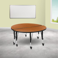 Flash Furniture XU-GRP-A48-HCIRC-OAK-T-P-CAS-GG 2 Piece Mobile 47.5