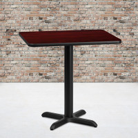 Flash Furniture XU-MAHTB-2430-T2222-GG 30" Rectangular Mahogany Laminate Table Top with 22" Table Height Base
