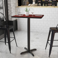 Flash Furniture XU-MAHTB-2430-T2222B-GG 30" Rectangular Mahogany Laminate Table Top with 22" Bar Height Table Base