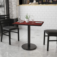 Flash Furniture XU-MAHTB-2430-TR18-GG 30" Rectangular Mahogany Laminate Table Top with 18" Round Table Height Base